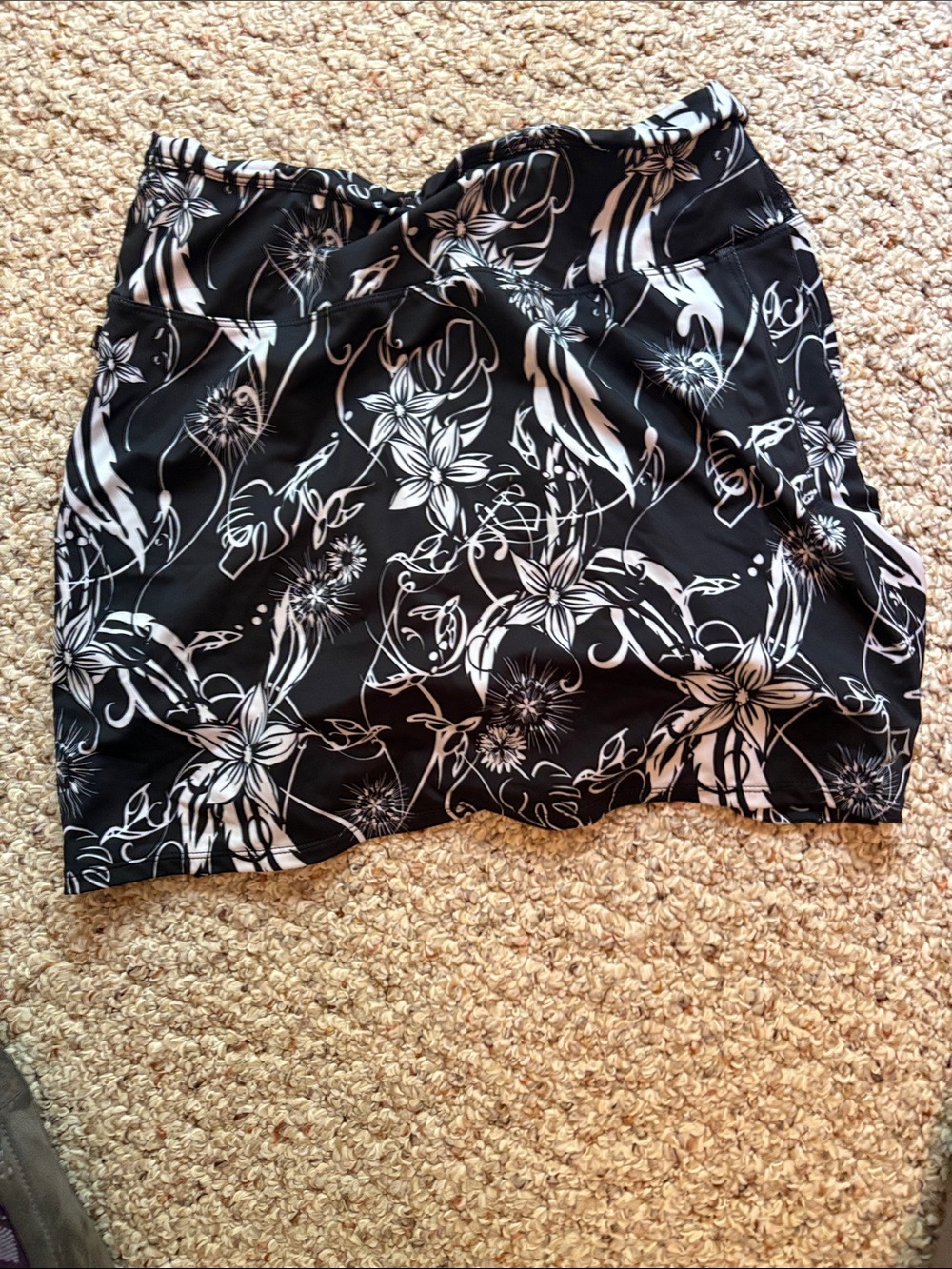 SkirtSports biking skort Black and White Floral Mini Skort